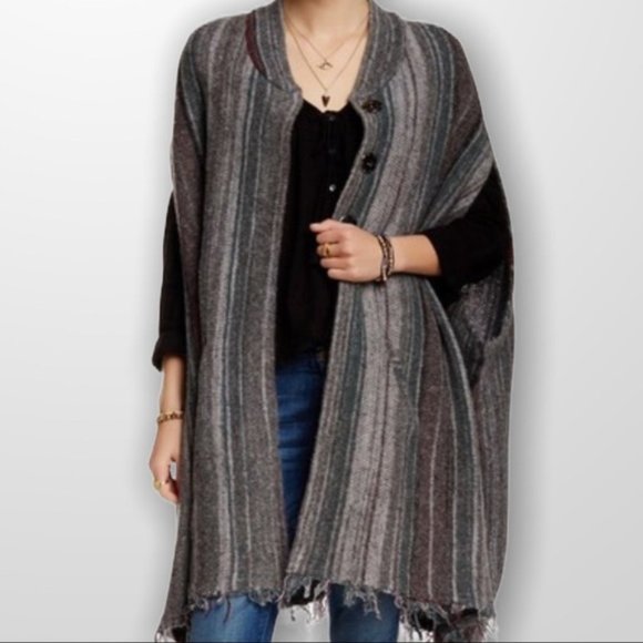 Free People  Striped Knit Poncho - Picture 3 of 11